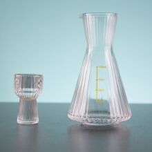 条纹白酒杯套装描金小酒杯分酒器金边小吞杯玻璃分酒壶竖纹白酒壶