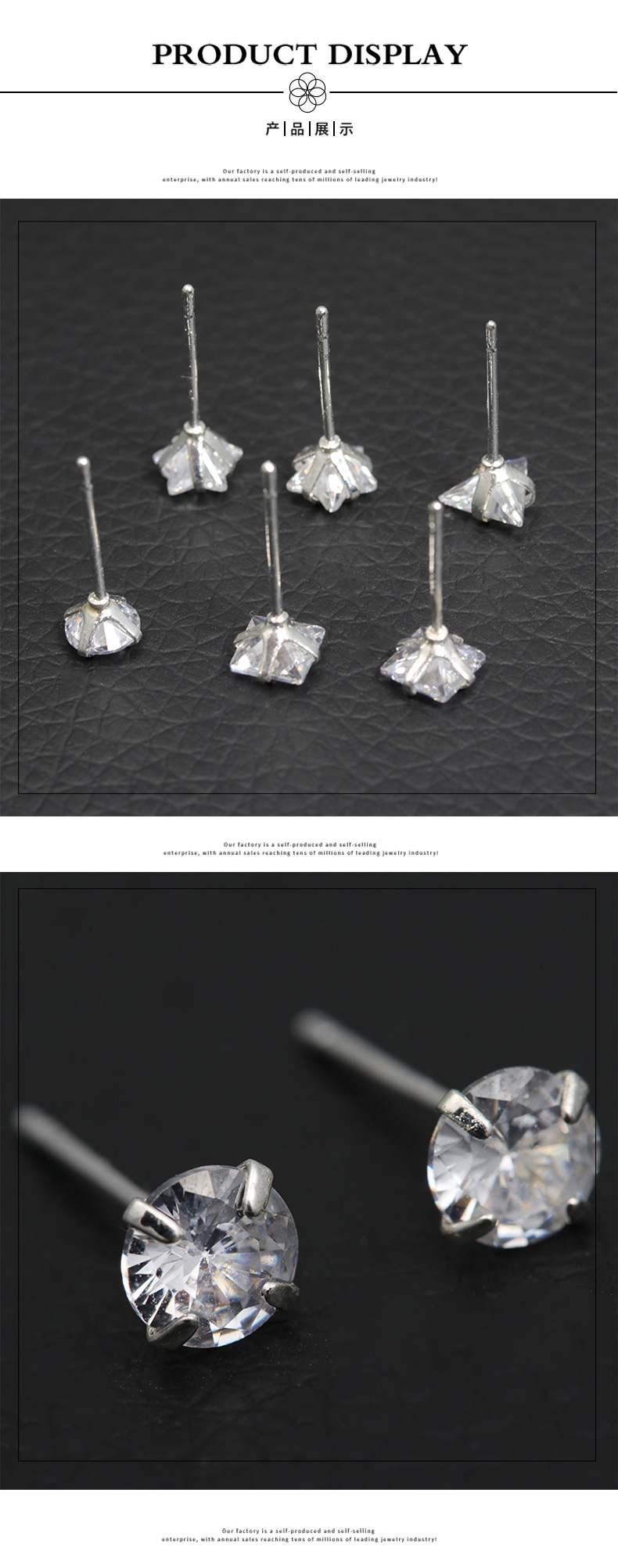 Style Simple Géométrique Argent Sterling Incruster Zircon Boucles D'oreilles 1 Paire display picture 3