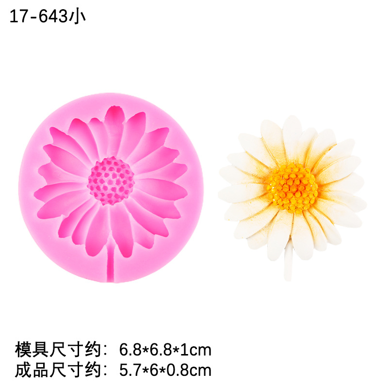 Xiangri Gui Daisy Molde de silicona Molde de pellizco de epoxi Tamaño de la flor Torta en forma de chocolate Decoración fondant