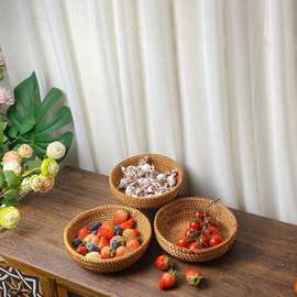 越南藤编果篮茶点盘收纳筐果盘水果零食茶几桌面整理批发