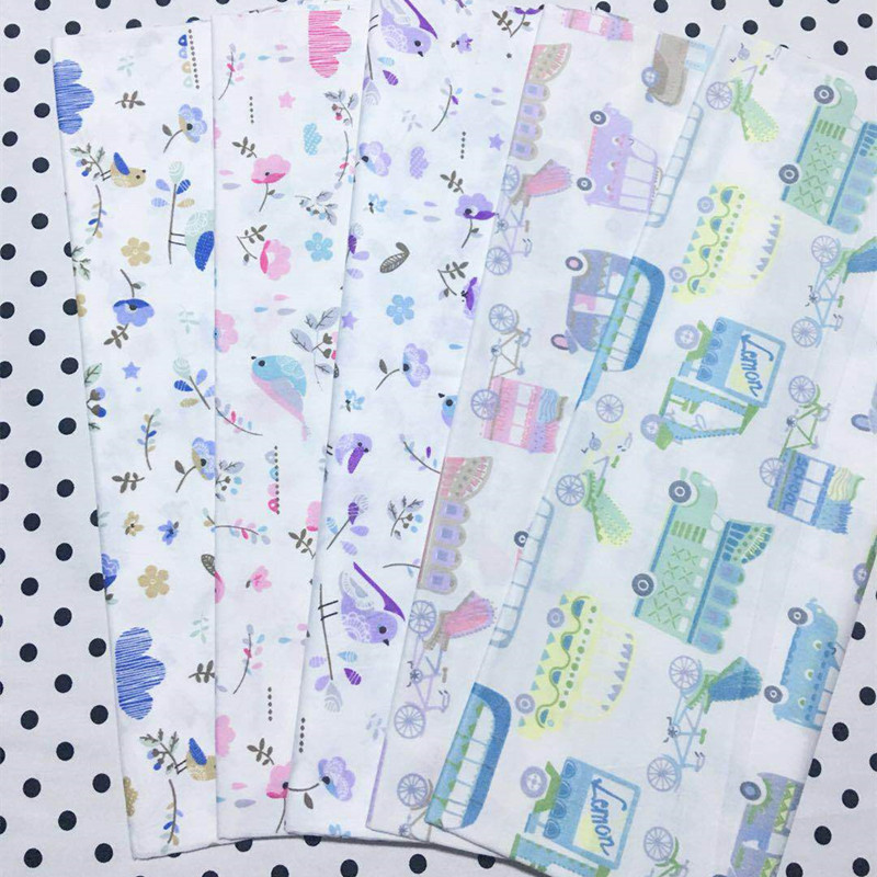 批发小碎花布料被套纯棉斜纹布料床品服饰印花布全棉卡通小汽车