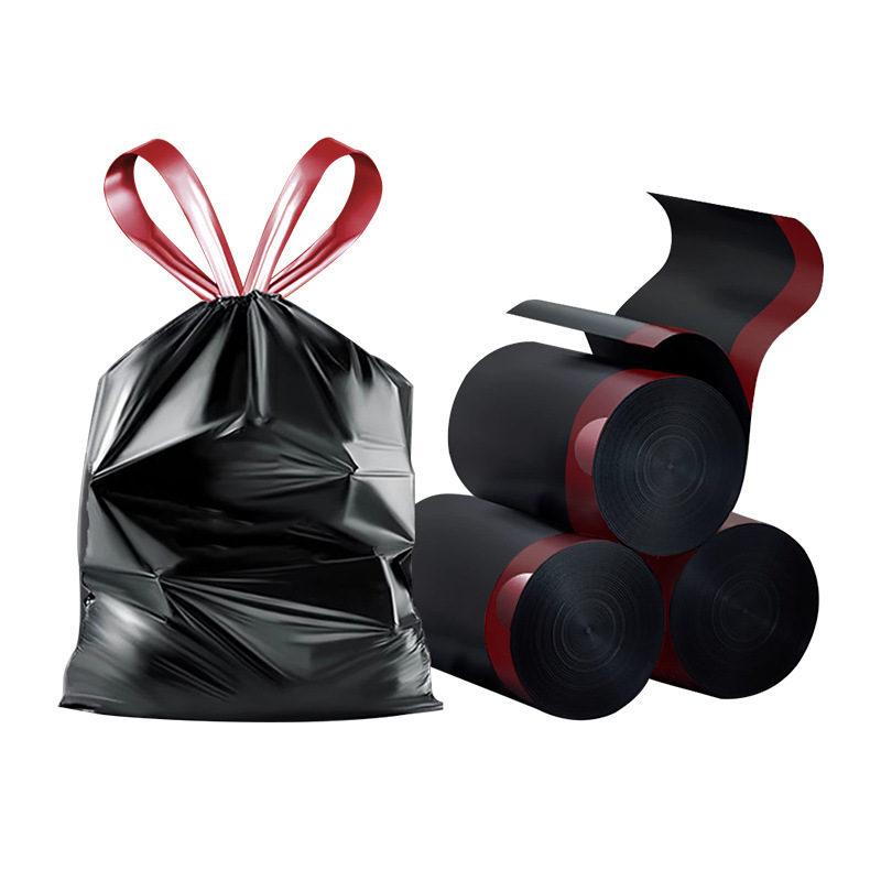 Bolsa de basura de cuerda de dibujo doméstica gruesa portátil asequible cocina gran bolsa de plástico extra gruesa lote de bolsa limpia