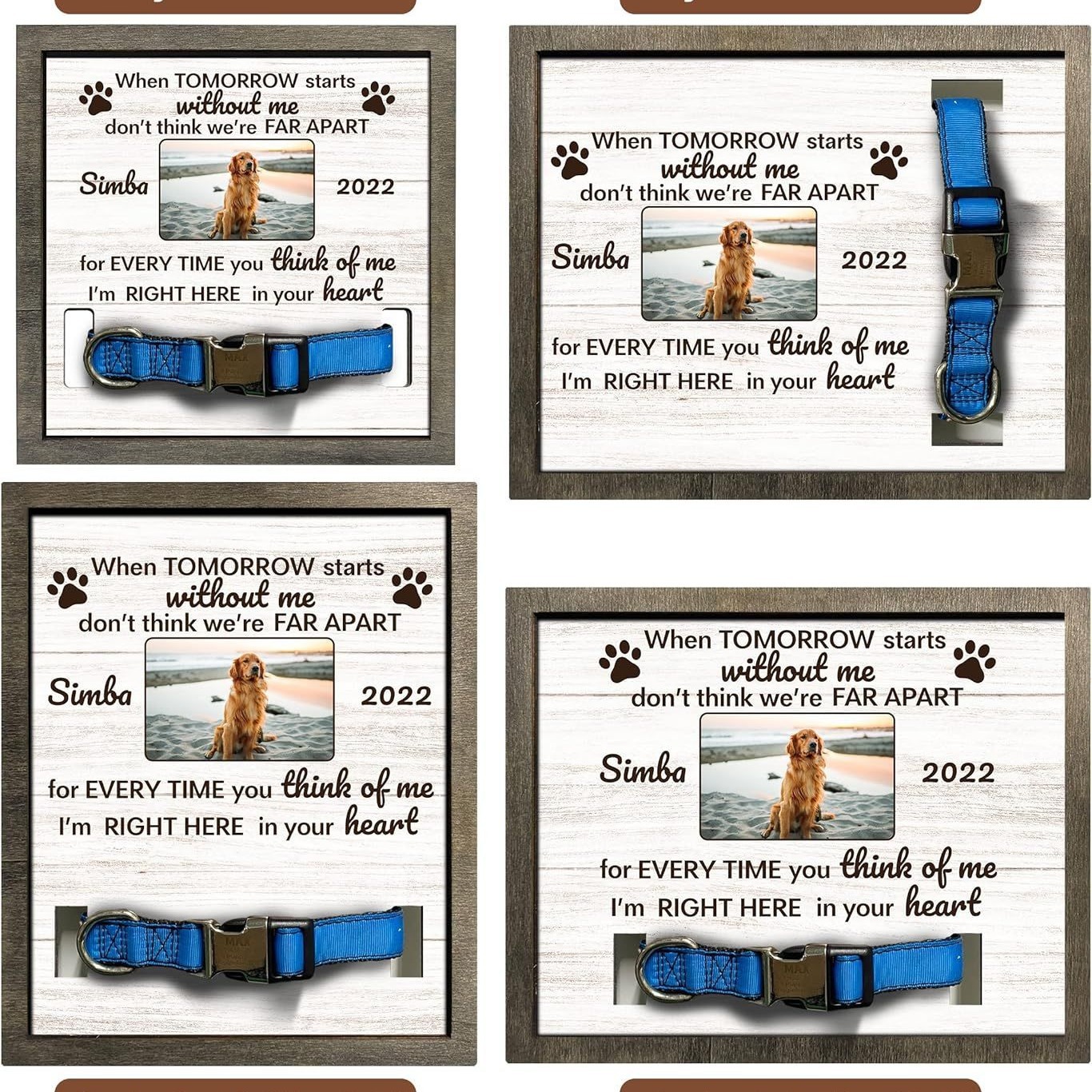 Marco DE FOTOS conmemorativo de la mascota de madera puede sostener el collar tridimensional Mesa PET foto marco madera mascota regalo perdido