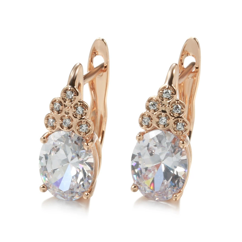 Празоценные серьги с золотистой палитрой циркония, Aliexpress, розовое золото, европейский стиль, простой и элегантный дизайн, оптовая продажа