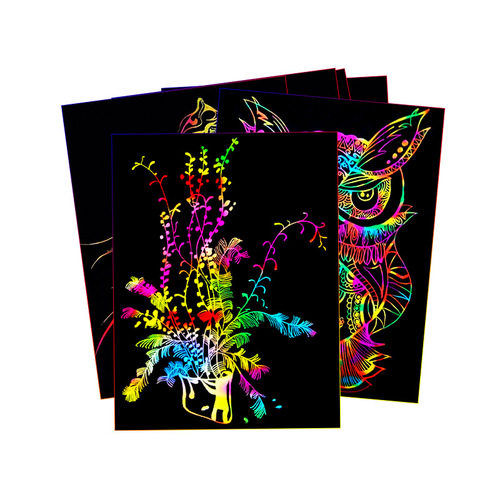 Meidek Children's Colored A4 Scratch Art Paper 16K Colored Scratch Art Paper for Children's Intelligence DIY Scratch Art