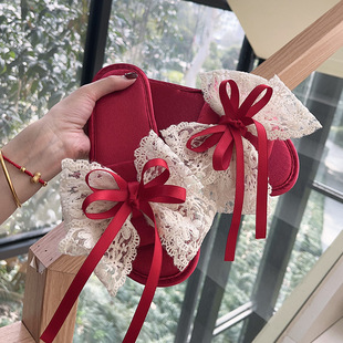 Fairy Style Girl's Bow Dung Slippers Fashionable Outer Wear Soft Bottom Non-Slip Sandals and Slippers Advanced Beach Shoes