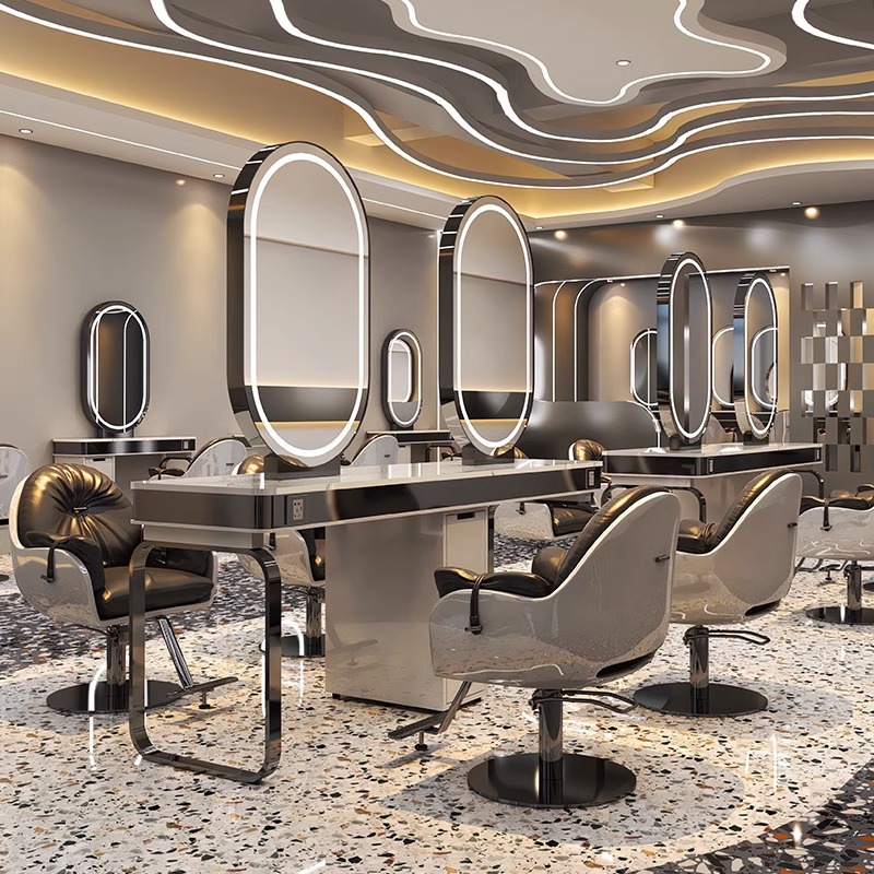 Espejo de barbería en línea, espejo de cabello único, espejo de salón de cabello especial, espejo de piso de doble cara, fábrica de moda