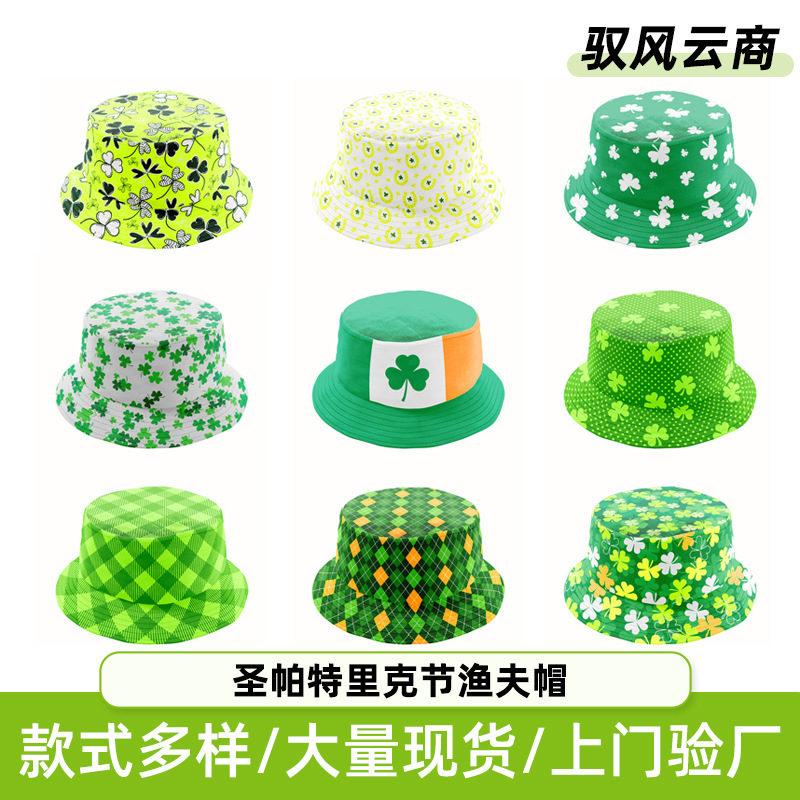 Cross-border new St. Patrick's Day fisherman hat Irish Clover festival polyester hat party supplies