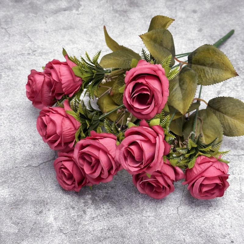 Ramo de peonías artificiales de otoño, decoración para bodas en casa, accesorios de fotografía de rosas hechos a mano, venta al por mayor de flores artificiales.