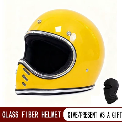 Japanese-Style Pointed Helmet Retro Cruiser Rider Helmet Motorcycle Scooter Fiberglass All-Season Space Full-Face Helmet (Motosiklet kaskı (dəbilqə)) - fiberglass-yellow-m