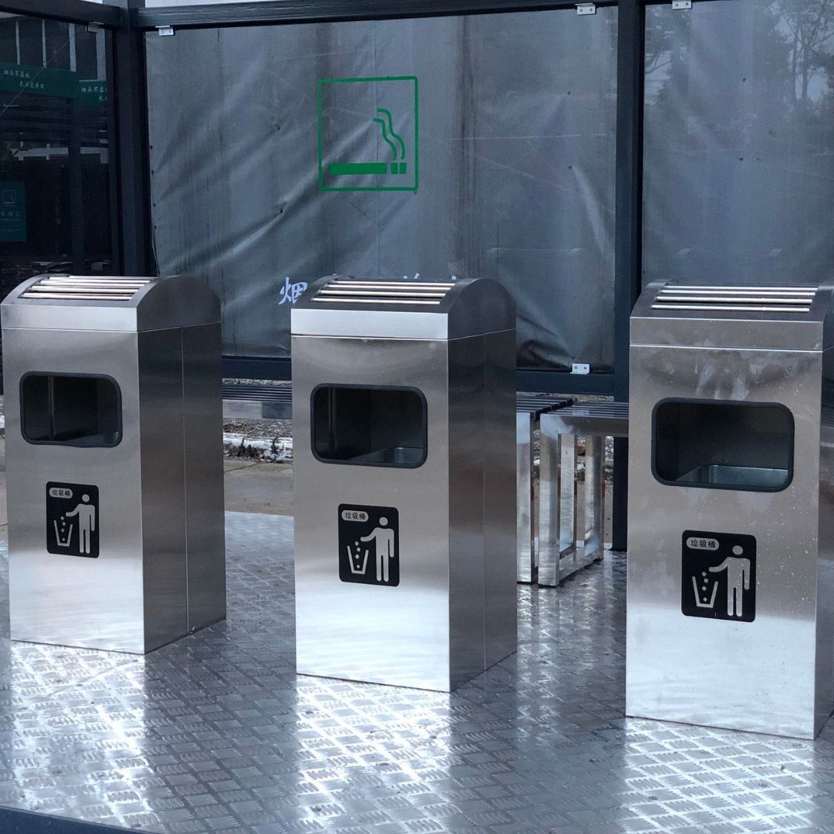 Pabellón móvil de fumadores sala de fumadores pública al aire libre pabellón de seguridad de estructura de acero pabellón de vigilancia pabellón de fumadores