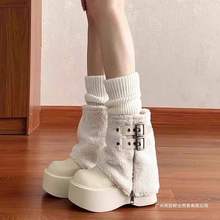 小个子增高裤管靴加绒毛毛长筒靴厚底不过膝雪地靴女2025秋冬新款