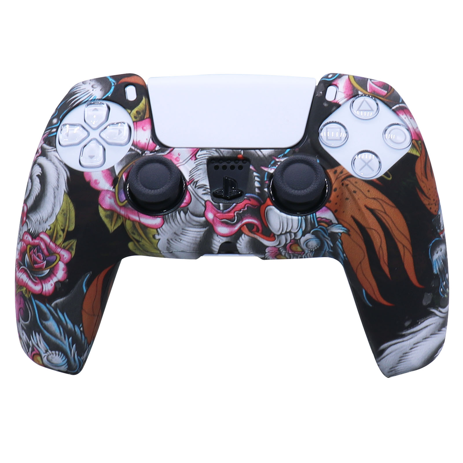PS5 funda de silicona GamePad funda de silicona camuflaje marca de agua funda protectora aceite spray sensación acuarela caso PS5 Accesorios