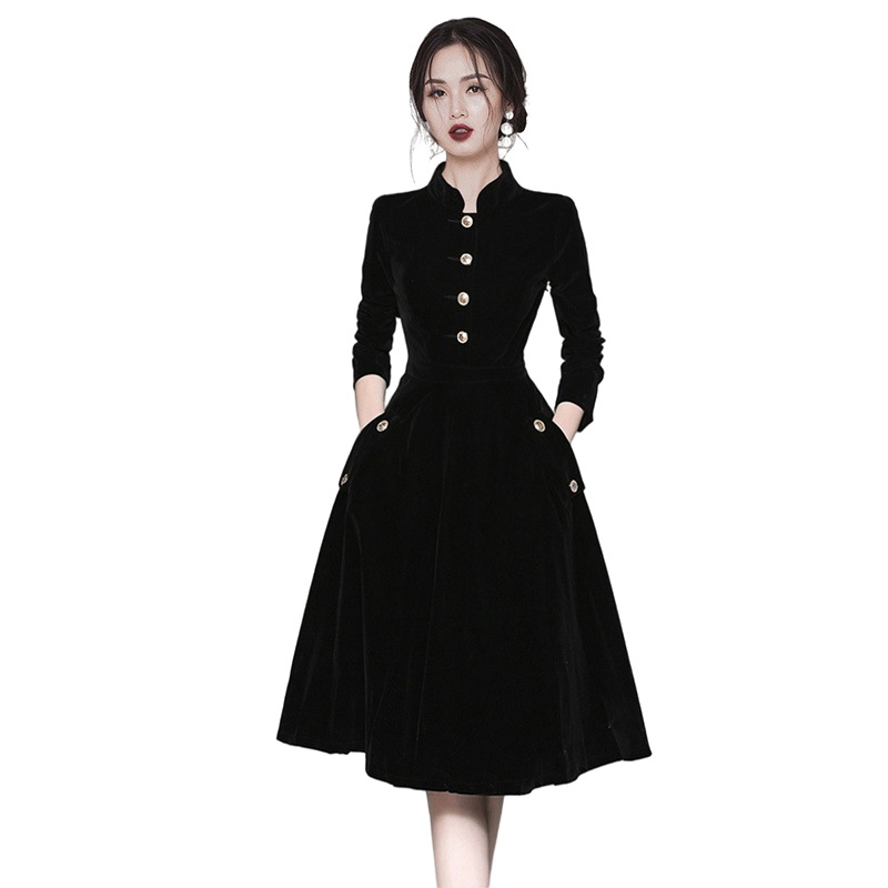 Elegant autumn velvet dress