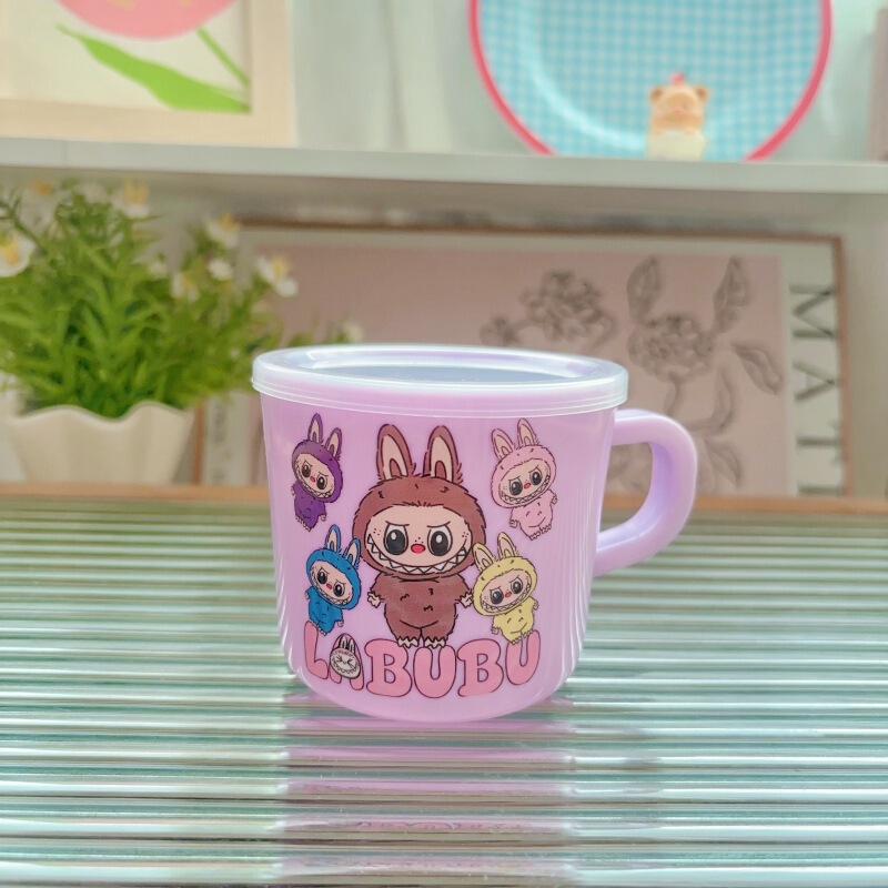 子供用ハンドルウォーターカップ幼稚園飲料水カップステッチ蓋付きマカロン漫画ミルクドリンクカップ|undefined