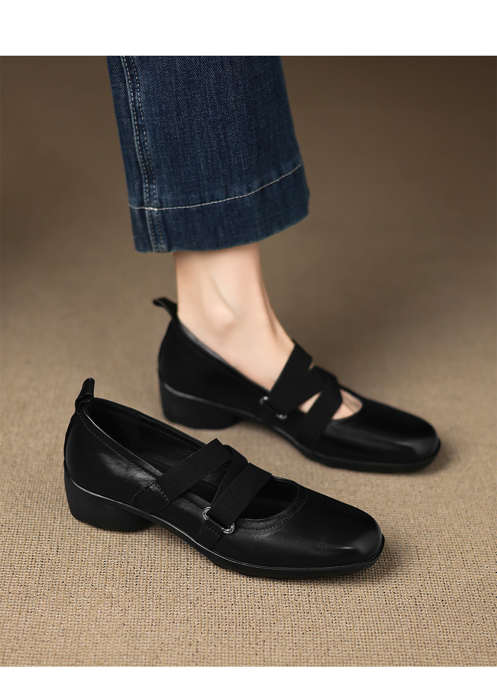 Giày Mary Jane nữ quai ngang gót xuồng 4 cm, phong cách ballet retro — đen chi tiết 11