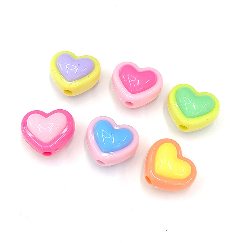 Cuentas sueltas de empalme amor de 16x18mm, color sólido, para perforación DIY, accesorios para pulseras, collares, cadenas de teléfono móvil y cabello.