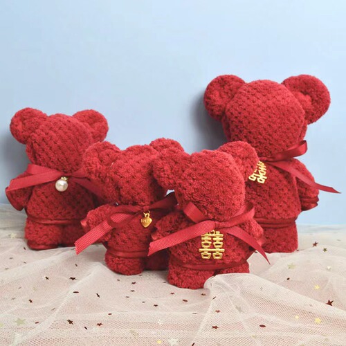 Coral velvet bear towel gift for bridesmaids, wedding return gifts for brides, kindergarten gifts for girls, small gifts for students