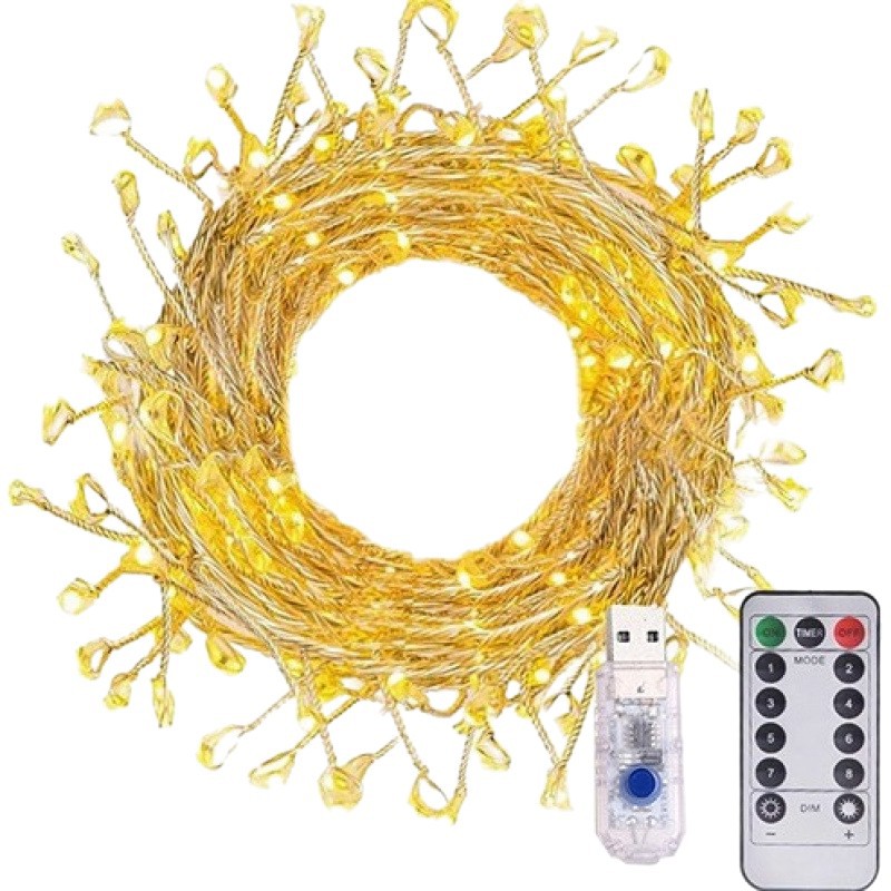 Lámpara de petardos LED transfronteriza cuerda de lámpara de cobre pie de cientipago negro interior y exterior luces decorativas de vacaciones de jardín luces de Navidad