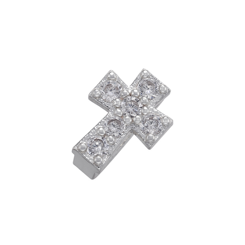 3g Weight 1 Piece Copper Zircon Cross Peach Heart Shape DIY Jewelry Accessories Bracelets