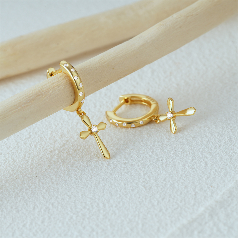 5g Weight 925 Sterling Silver Ear Needle Material Drop Earrings Classification 1 Pair Quantity Daily Occasion 925 Sterling Silver Material Cross Pattern Women's Gender Plating Design Simple Style Style 1 Pair 925 Sterling Silver Cross Drop Earrings 5