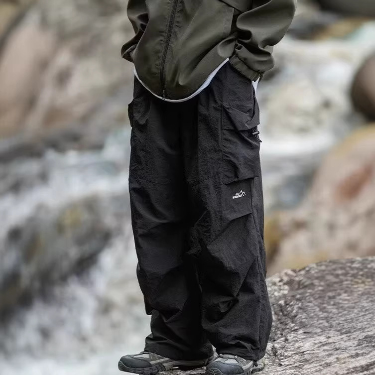 Spring and Autumn Multi-Pocket Workwear Functional Pants for Men, Stylish Loose-Fitting Paratrooper Logging Casual Pants, Straight-Leg Jogger Pants, Long Pants