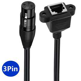 卡农XLR3芯公母转RJ45母带耳朵音频线适用于DMX-CON 控制器系列