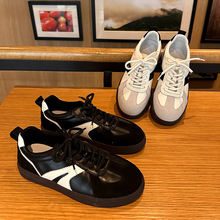 真皮德训鞋女2025秋季新款百搭休闲鞋平底运动鞋女款轻便小白鞋子