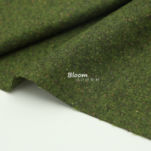 高含毛 苔藓绿色彩色点点岗花羊毛毛料毛呢面料 西装套装裙布料