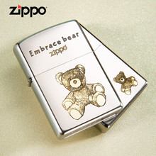 zippo打火机小熊原装正品可爱童趣磨砂深雕zppo男士个性创意礼物