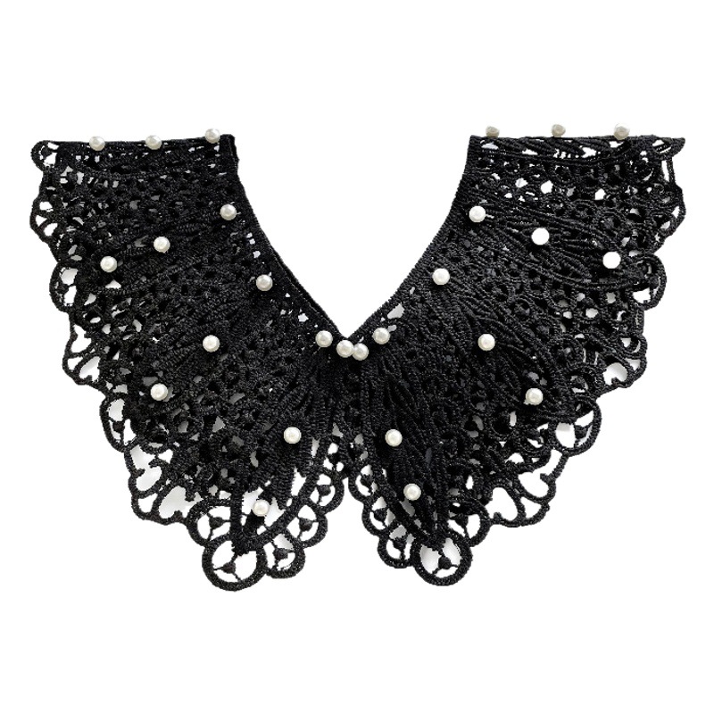 Perla de encaje chal verano fino protector solar encaje hueco chal versátil falso collar exterior falda a juego chaleco