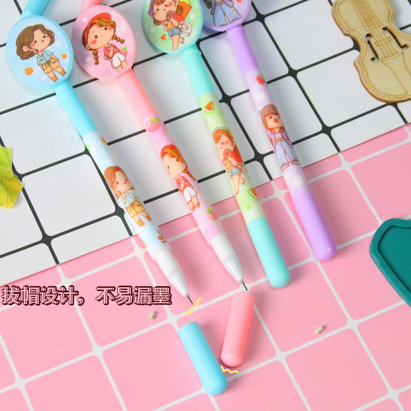 Linda forma de paja pluma neutral chica corazón alto valor flor película etiqueta pluma estudiante papelería pluma al por mayor