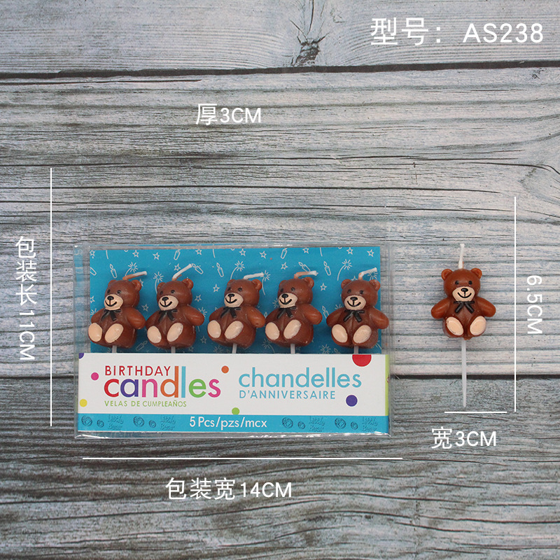 Vela de cumpleaños de dibujos animados al por mayor popular fiesta de flores oso dinosaurio donut cara sonriente vela de pastel para niños