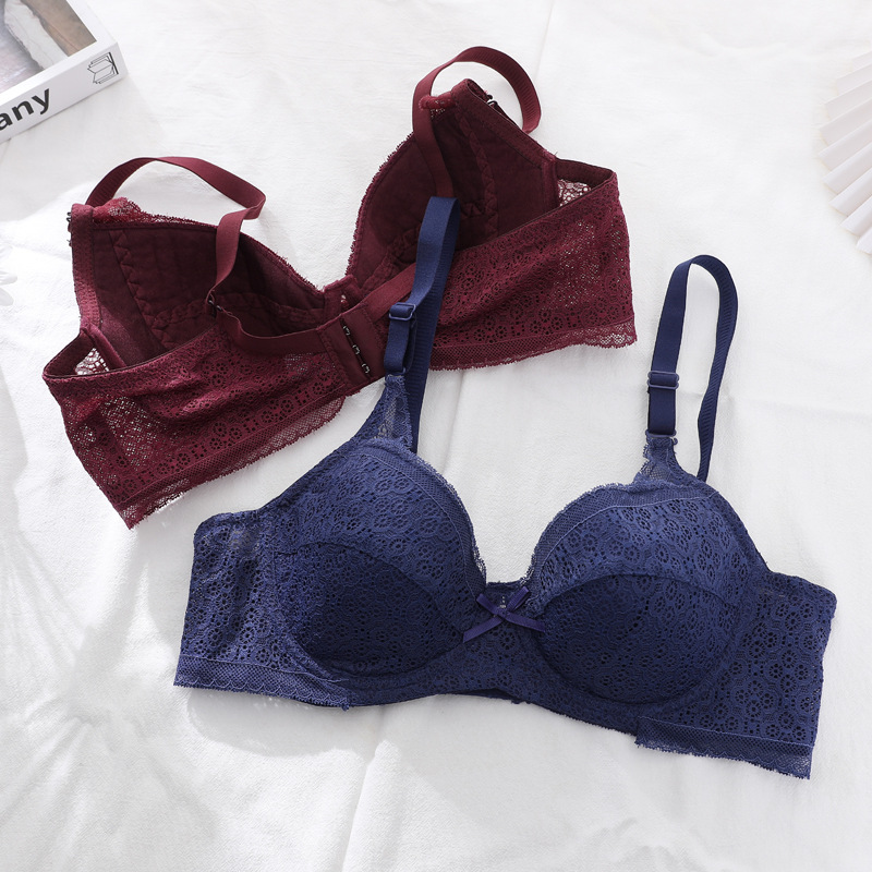 Shantou sujetador de encaje sexy sin esponja ultra delgada ropa interior transpirable y cómoda ajustable para mujeres sujetador anti-caída