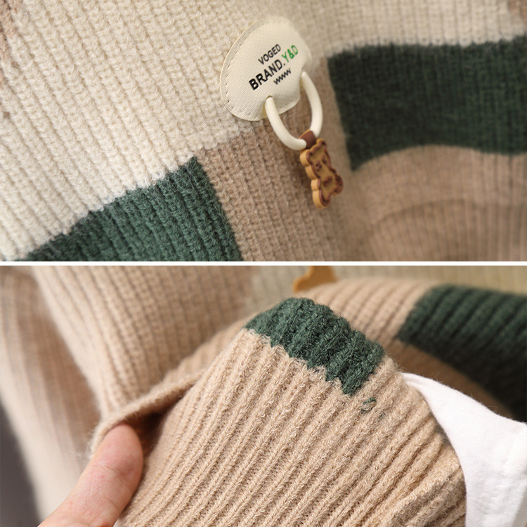 6516 suéter de cuello redondo para niños 2025 nuevo estilo estilo occidental niño a finales de otoño ropa coreana suéter de punto estilo otoño e invierno moda