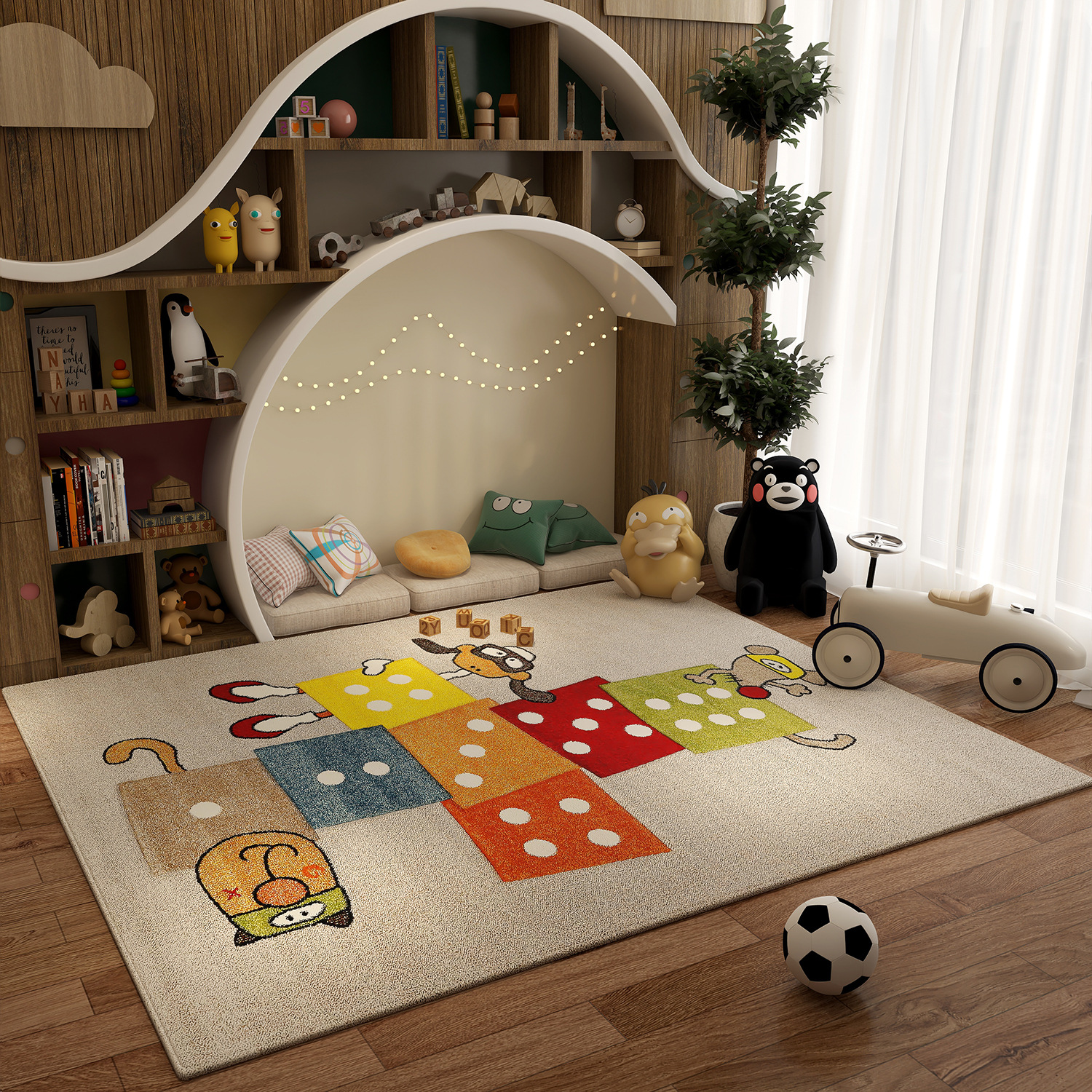 Children's Room Crawling Mat Cartoon Imitation Cashmere Carpet Bedroom Living Room Floor Mat Large Area Full-Cover Stain-Resistant Anti-Slip Mat