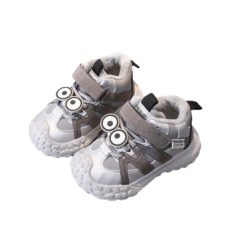 Scarpe sportive invernali per bambini, foderate in pile, calde, casual, da corsa, in cotone, per ragazzi e ragazze, stile versatile_voghion.com