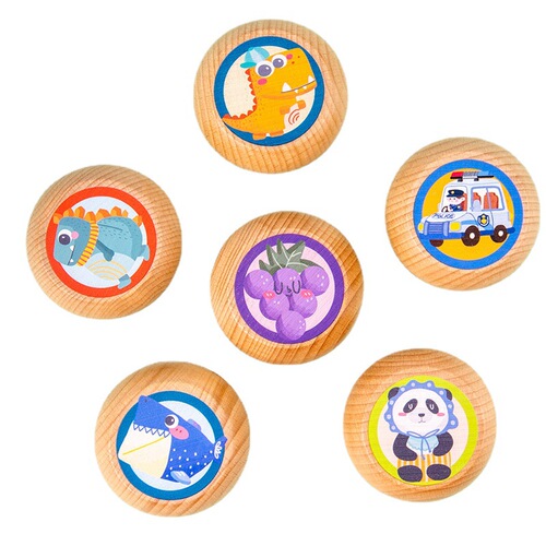 Children's wooden cartoon yo-yo primary school students spin traditional yo-yo yoyo ball boys and girls big children's toys