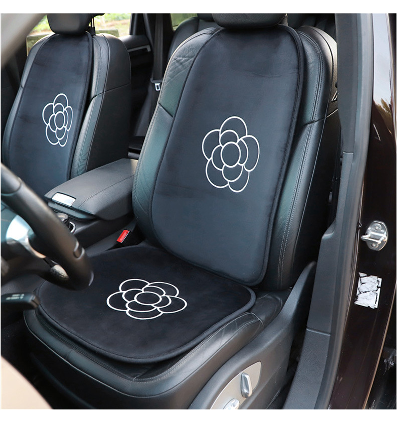 Camellia Car Seat Cushion Autumn and Winter Plush Comfortable Car Seat Cover High-End Car Interior Supplies