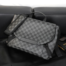 现货批发 潮男时尚单肩包格子轻商务青年斜挎包电脑骑行包后背包