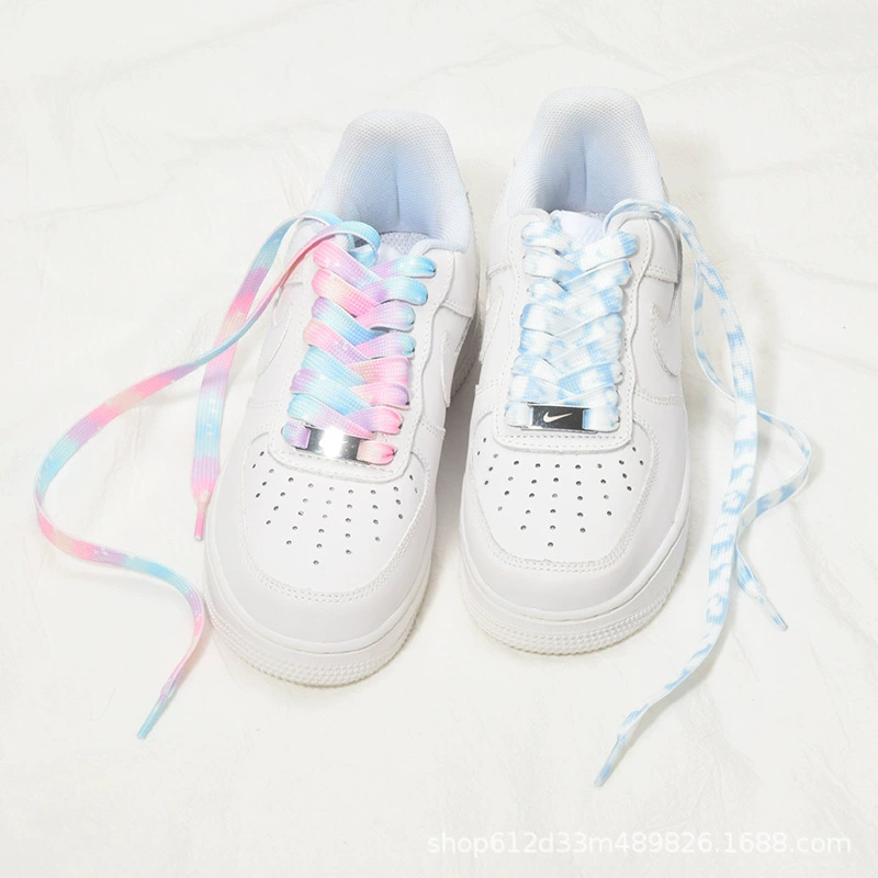 Air Jordan 1, Nike Air Force 1, фуксия шнурки, белые кроссовки с высоким верхом, аксессуар, оптовый заказ, градиент