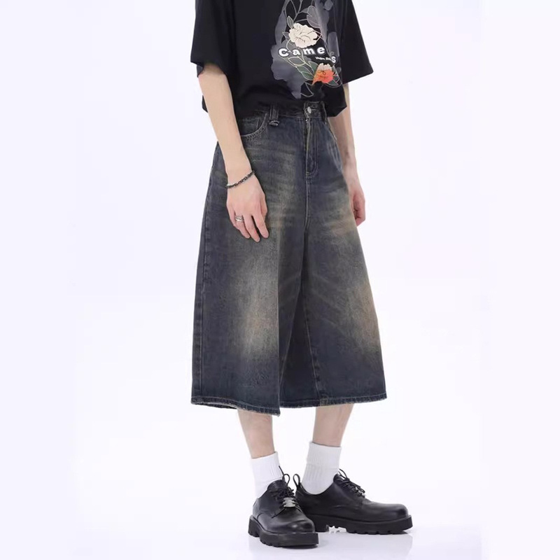 Men's denim shorts cross-border high quality 2024 new men's cropped pants trendy Denim shorts Men's denim shorts cross-border high quality 2024 new men's cropped pants trendy Denim shorts