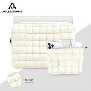 Korean Cloud Cotton Pleated Checkered 11/13/ 15inch Laptop Bag iPad Tablet Liner Cosmetics Bag