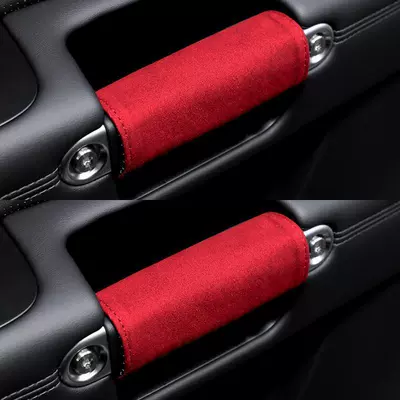 Pull Glove Fur Decoration Car | Sürətlər qutusu və əl tormozu başlıqları - red-two-suede-handle-cover