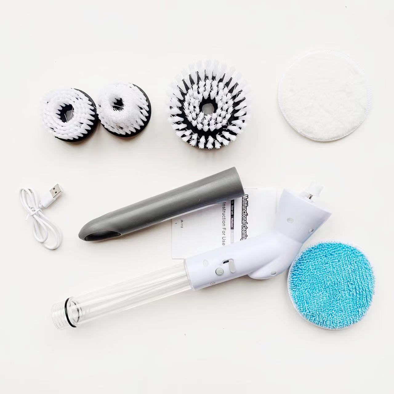 Y cepillo de limpieza eléctrico multifuncional inalámbrico para baño, mango largo de mano, limpieza telescópica giratoria automática, cepillo para baño