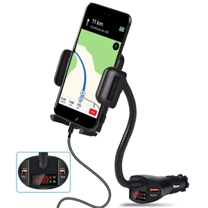 Yeni Avtomobil Telefon Tutacağı Rəqəmsal Ekranlı 2 USB 36W Sürətli Şarj Cihazı