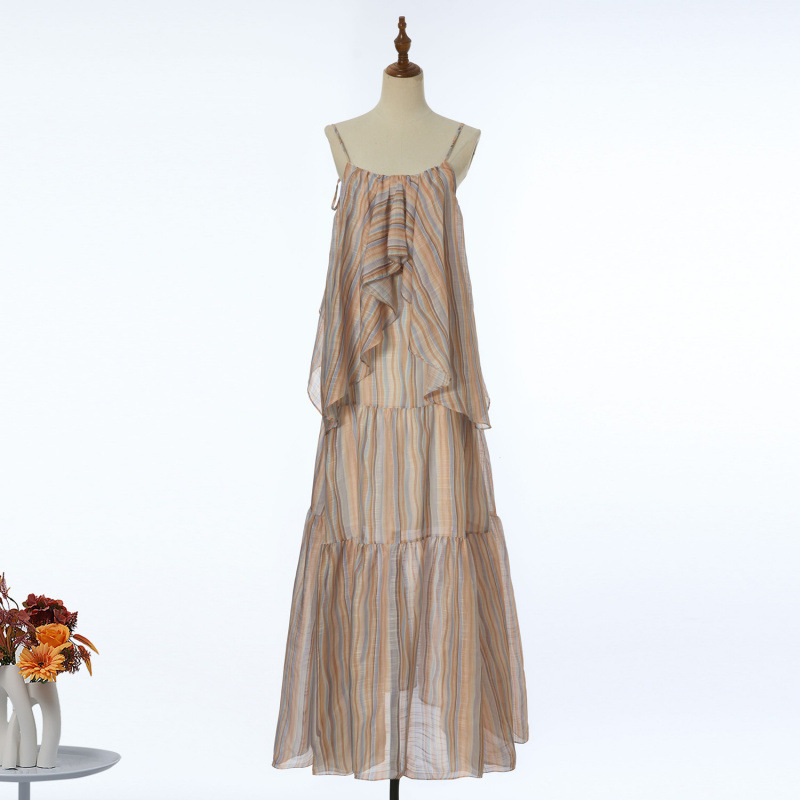 Real Shot of the New Holiday-Ready Bohemian Style Spaghetti Strap Dress, Now Available in 4 Colors