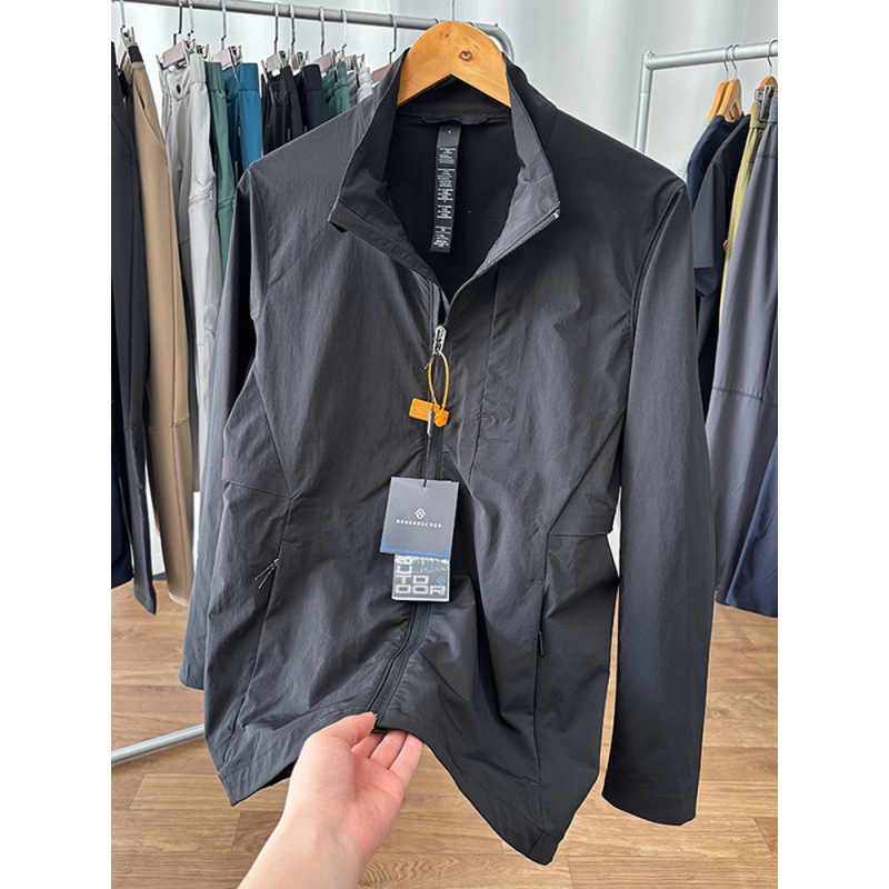 Lulu Style Outdoor Men's Scratch-Resistant, Wear-Resistant, Quick-Drying, Breathable Stand-Collar Windbreaker, Versatile Thin Jacket for Commuting Lulu Style Outdoor Men's Scratch-Resistant, Wear-Resistant, Quick-Drying, Breathable Stand-Collar Windbreaker, Versatile Thin Jacket for Commuting