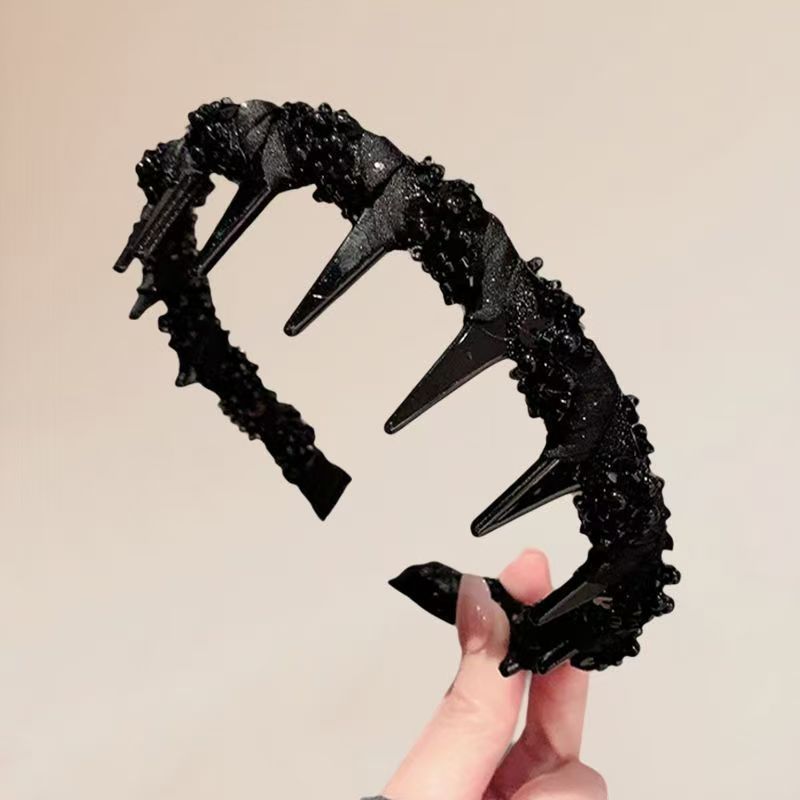 ヘップバーンスタイルの小さな香りの手作りビーズヘッドバンド、パリの王女と同じトレンディで多用途なヘッドバンドヘアアクセサリー、滑り止め|undefined