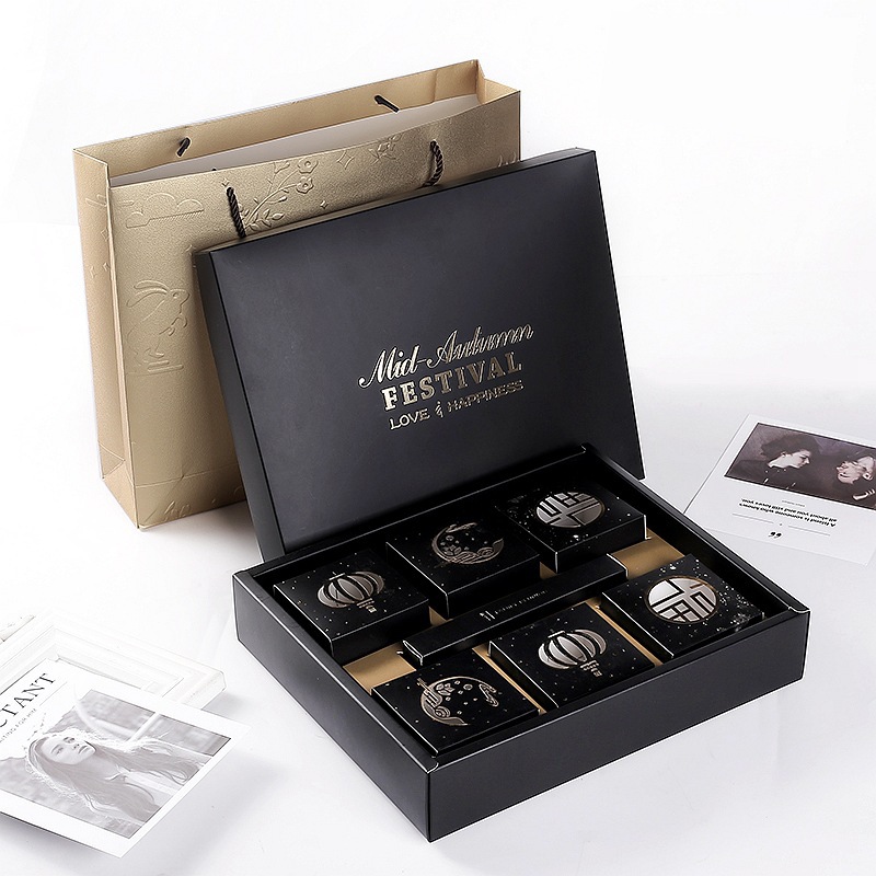 6粒包装手提袋中秋月饼礼盒定制 创意糕点蛋糕包装盒礼品盒子定做